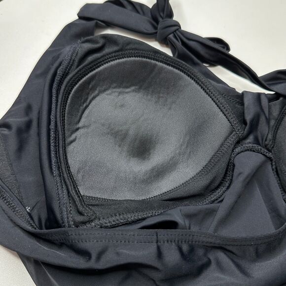 Kimi & Kai Halter Maternity Ruched Bodice One Piece Swimsuit Black Women M NWOT - Picture 8 of 10